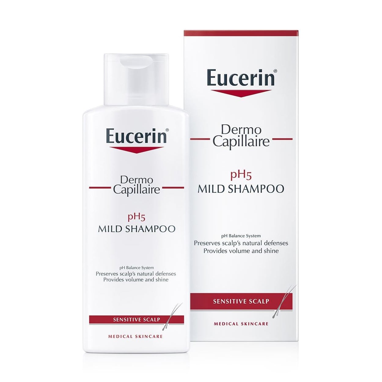 М'який шампунь Eucerin DermoCapillaire pH5 Shampoo для чутливої шкіри голови, 250 мл